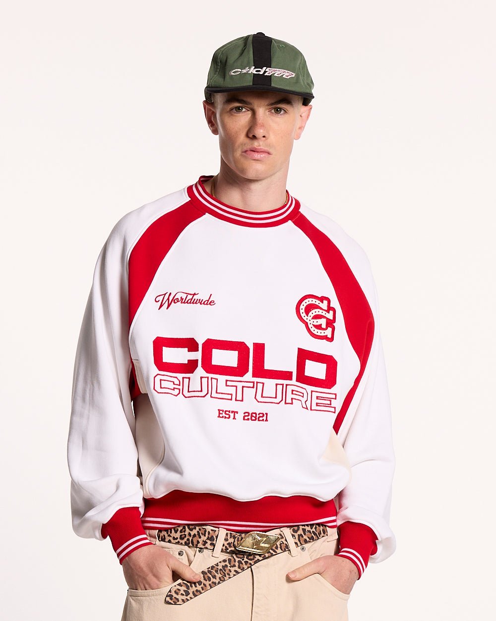 COWBOY VARSITY CREWNECK FIERY RED - COLD CULTURE