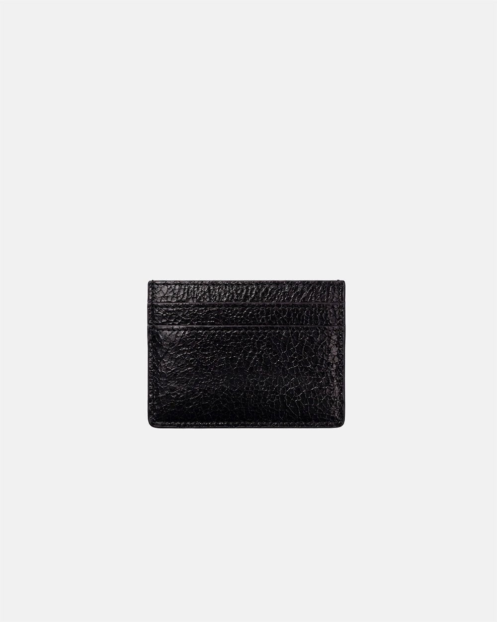 CRACKED WALLET BLACK - black cracked leather wallet, back view - Cold Culture