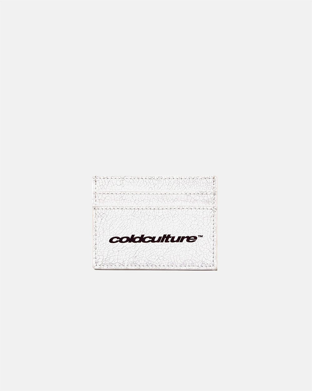 CRACKED WALLET WHITE - white cracked leather wallet, front view - Cold Culture
