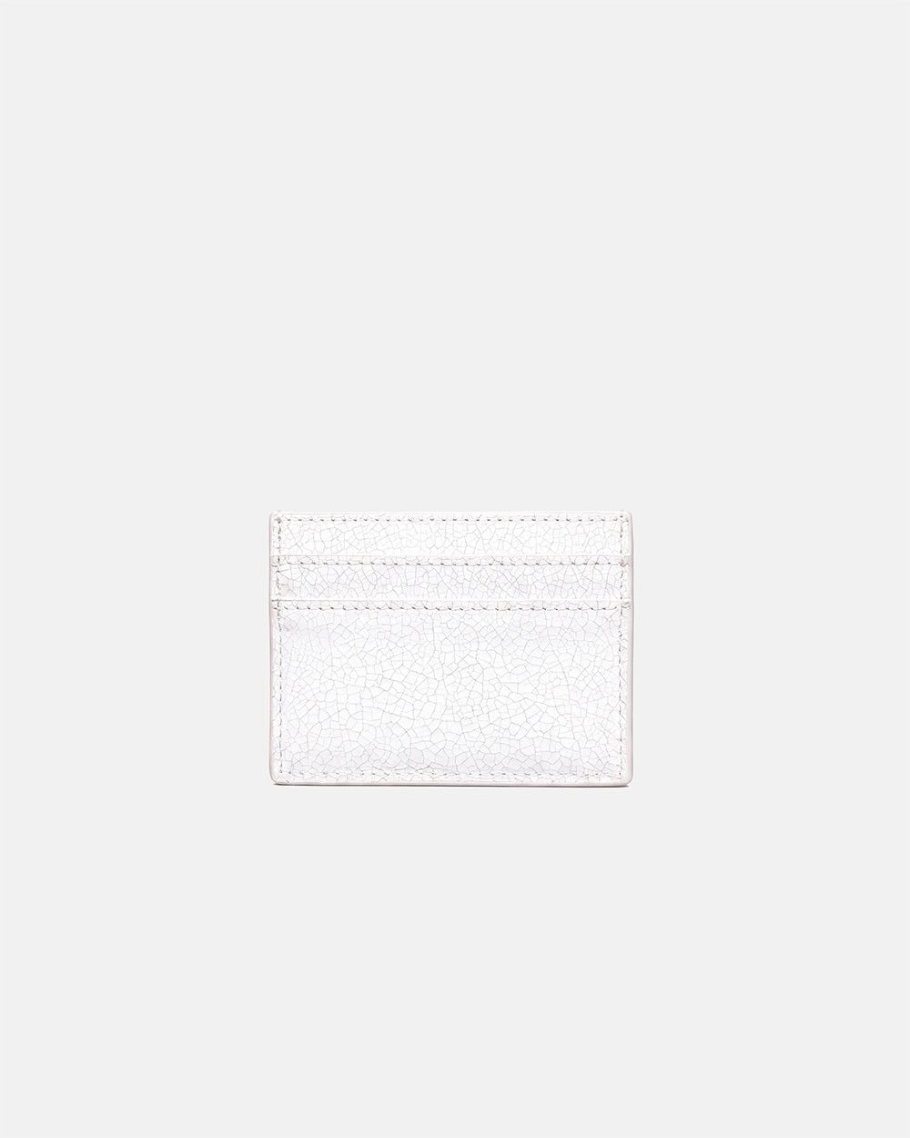 CRACKED WALLET WHITE - white cracked leather wallet, back view - Cold Culture