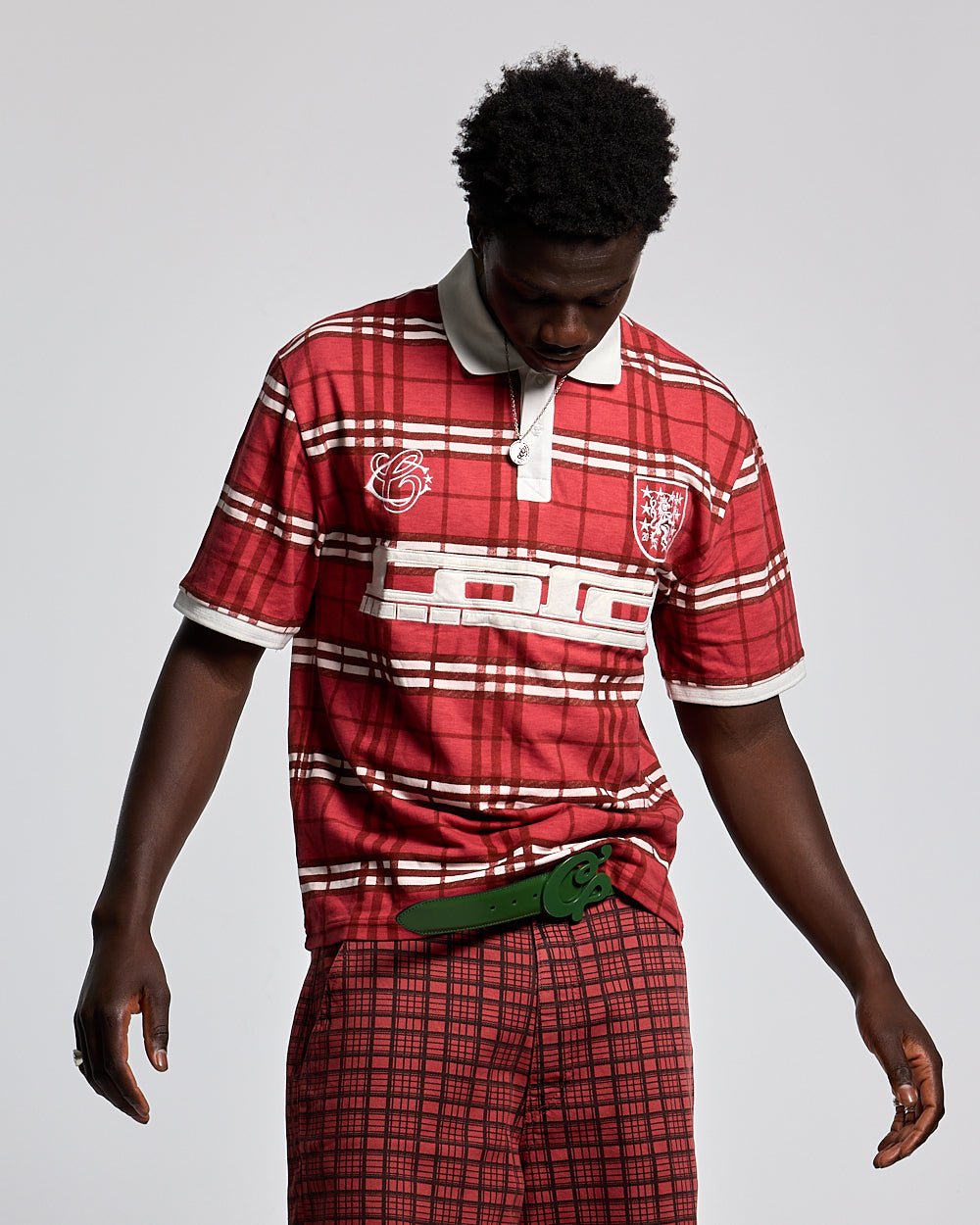 CRIMSON PLAID POLO TEE - COLD CULTURE