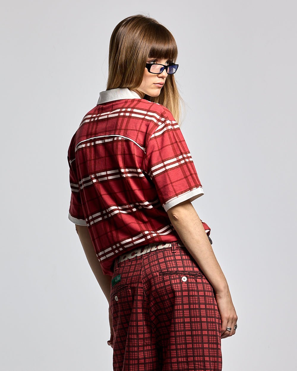 CRIMSON PLAID POLO TEE - COLD CULTURE