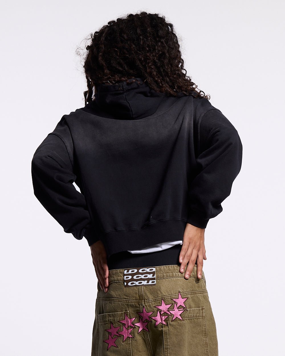 CROSSED DISTRESS HOODIE BLACK - Cold Culture