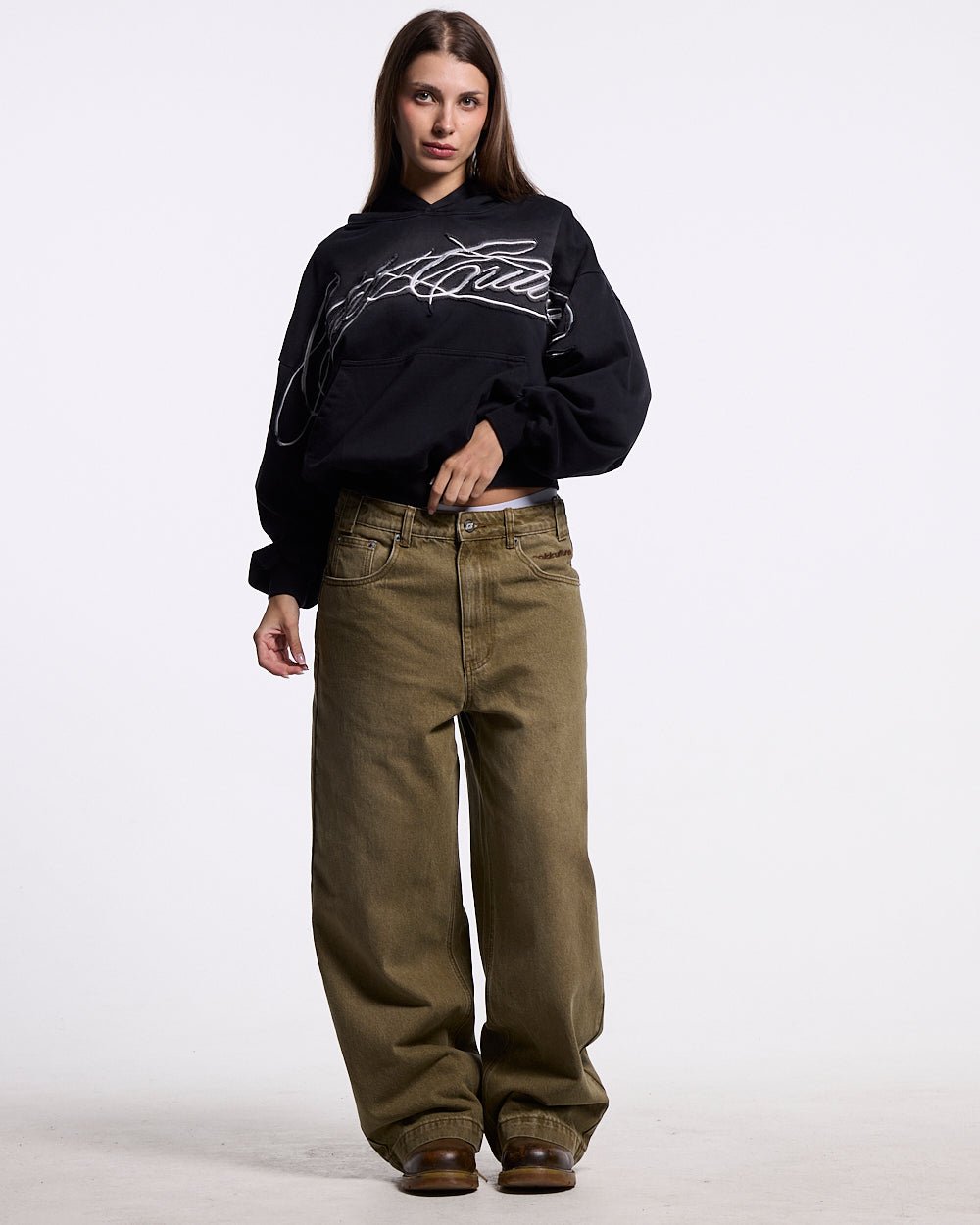 CROSSED DISTRESS HOODIE BLACK - Cold Culture