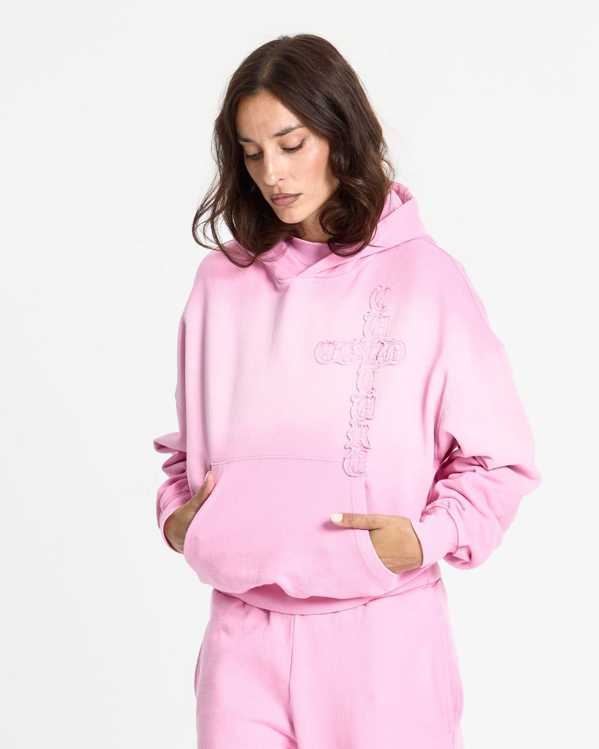 CROSSED HOODIE PINK - Cold Culture
