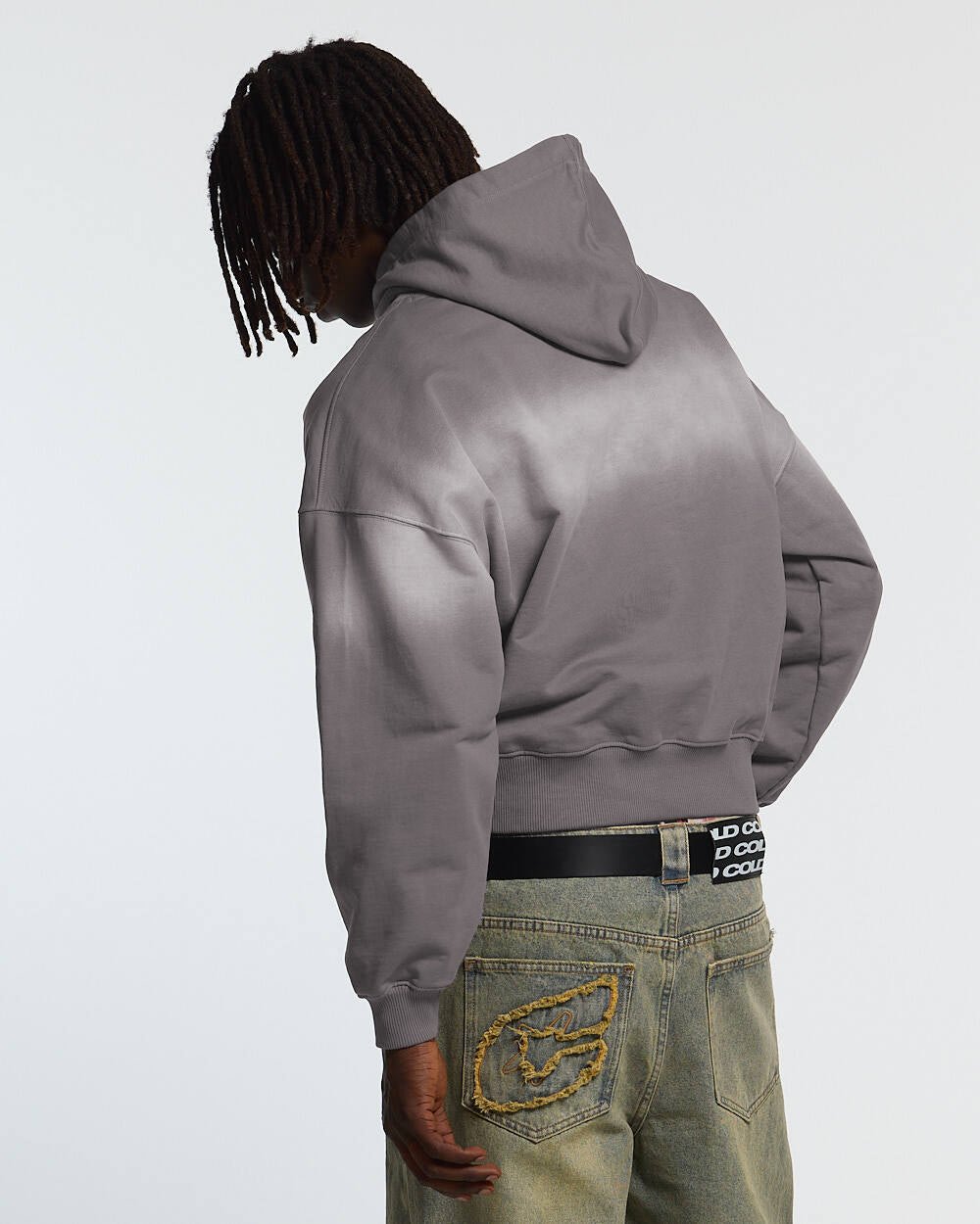 CROSSED SCRIPT HOODIE GREY - Cold Culture