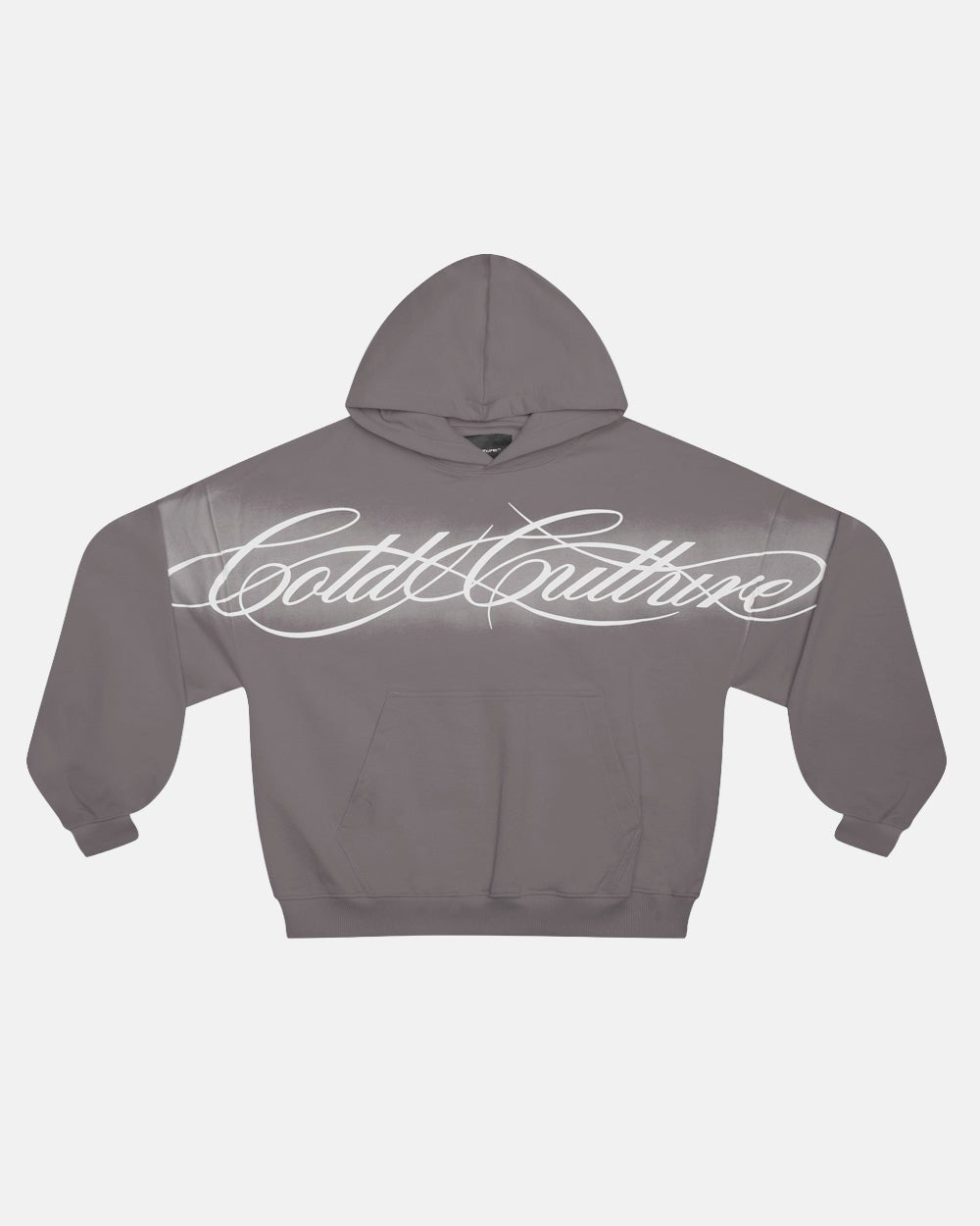 CROSSED SCRIPT HOODIE GREY - Cold Culture