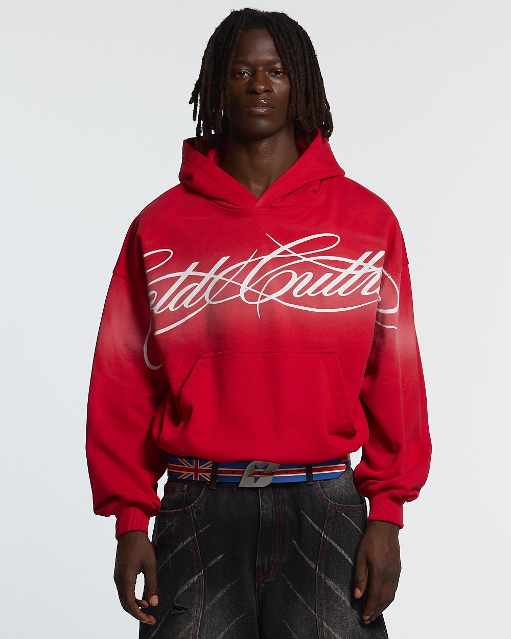 CROSSED SCRIPT HOODIE RED - Cold Culture