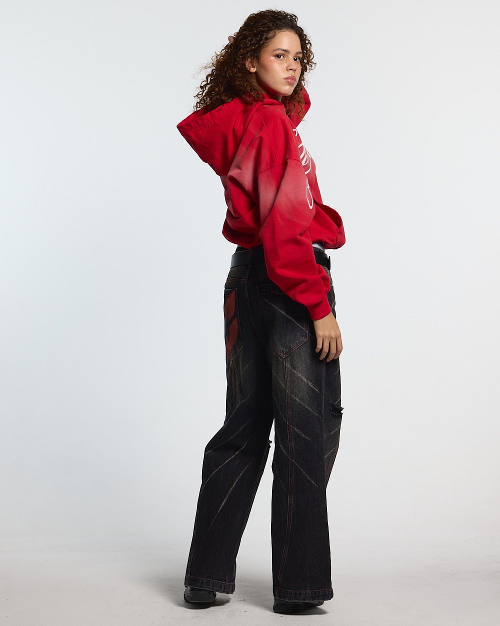 CROSSED SCRIPT HOODIE RED - Cold Culture