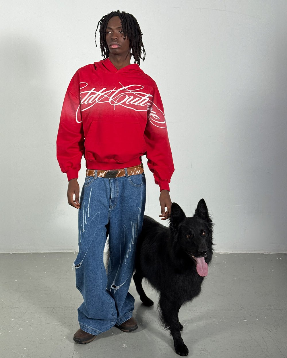 CROSSED SCRIPT HOODIE RED - Cold Culture