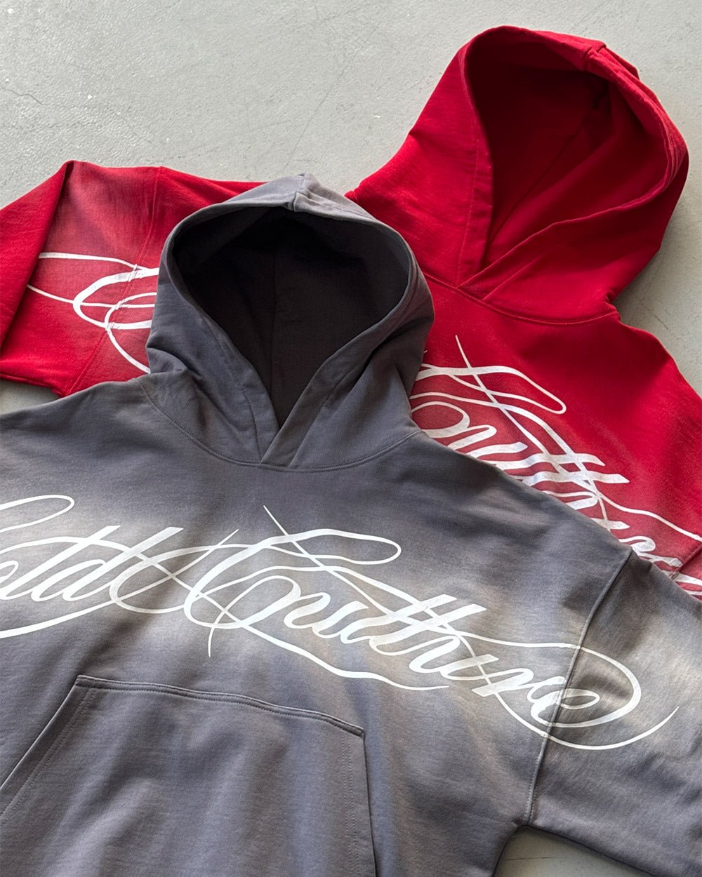CROSSED SCRIPT HOODIE RED - Cold Culture