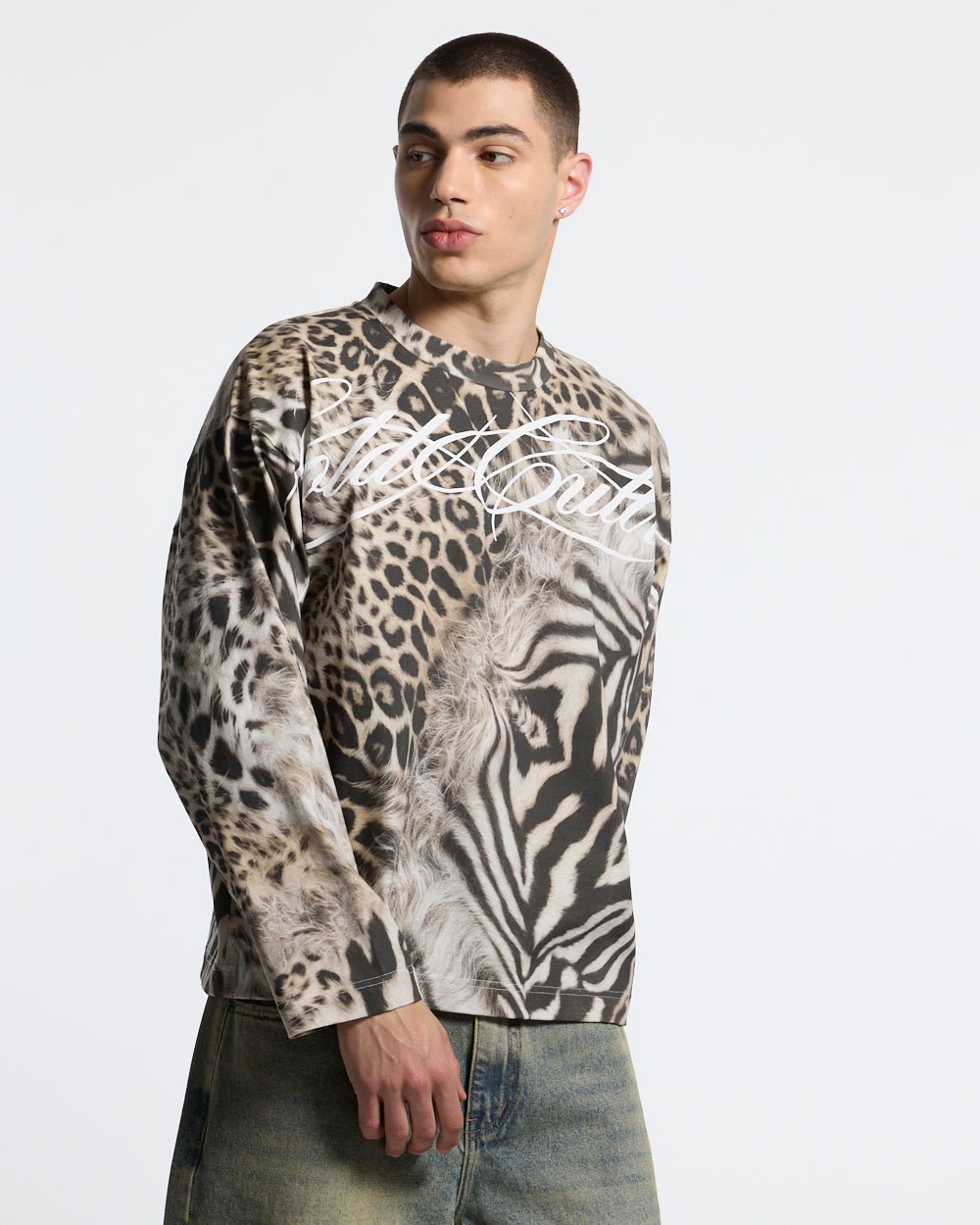 CROSSED SCRIPT LONGSLEEVE LEOPARD - Cold Culture #man