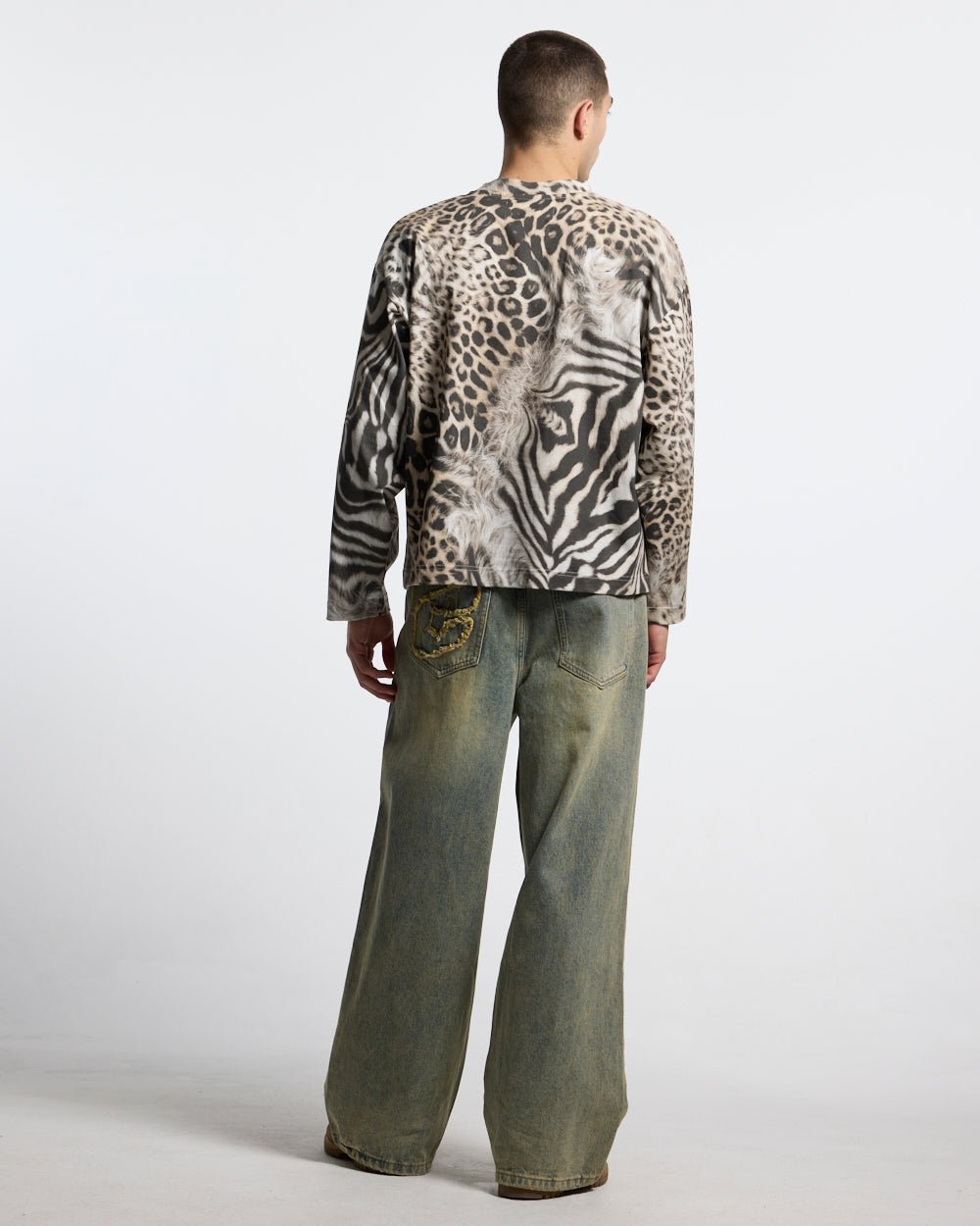 CROSSED SCRIPT LONGSLEEVE LEOPARD - Cold Culture #man