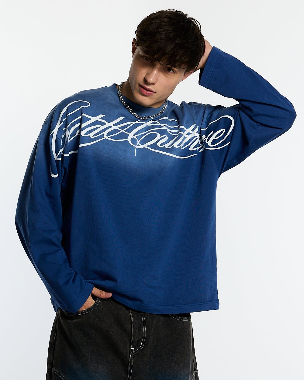 CROSSED SCRIPT LONGSLEEVE VIBRANT BLUE - COLD CULTURE #man