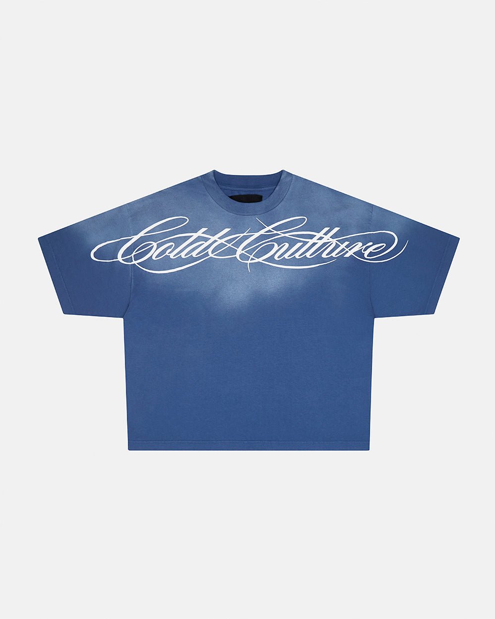 CROSSED SCRIPT TEE BLUE - Cold Culture