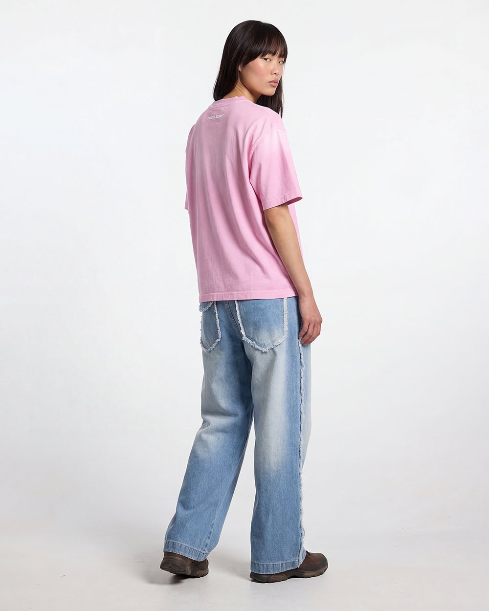 CROSSED SCRIPT TEE PINK - Cold Culture