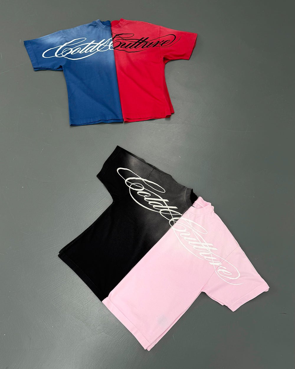 CROSSED SCRIPT TEE PINK - Cold Culture