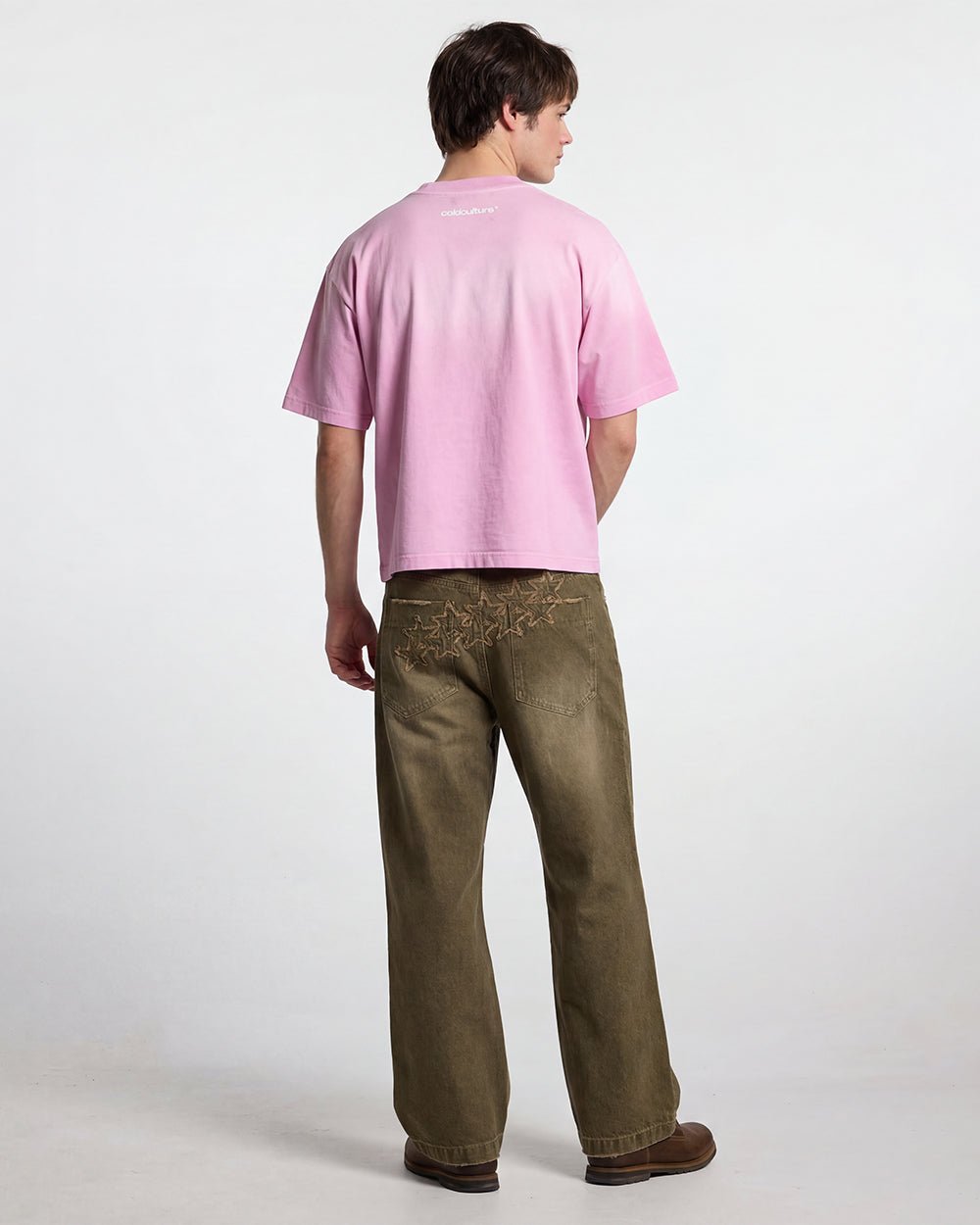 CROSSED SCRIPT TEE PINK - Cold Culture