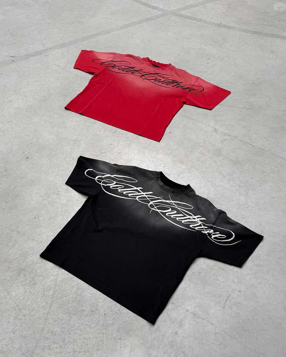 CROSSED SCRIPT TEE RED - Cold Culture