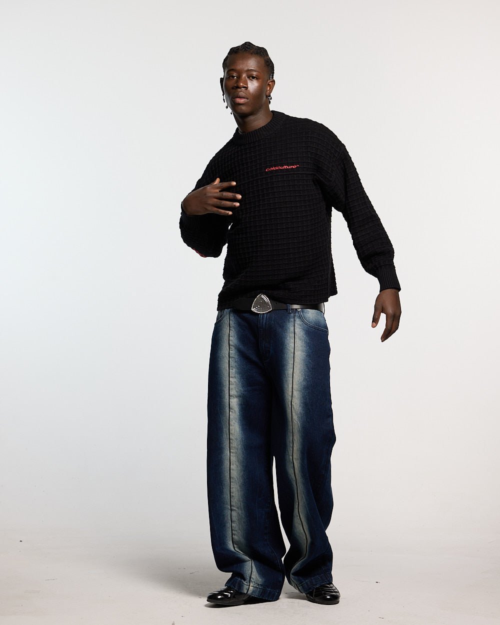 CRUNCHY WAFFLE KNIT BLACK - Cold Culture