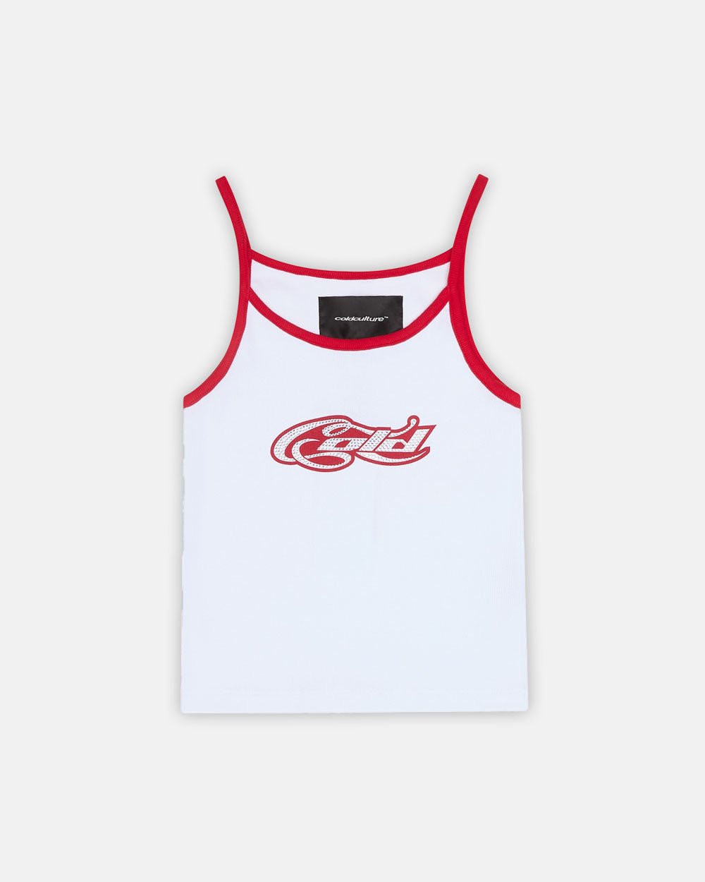 CURLY COLD STRASS TOP WHITE AND RED - COLD CULTURE