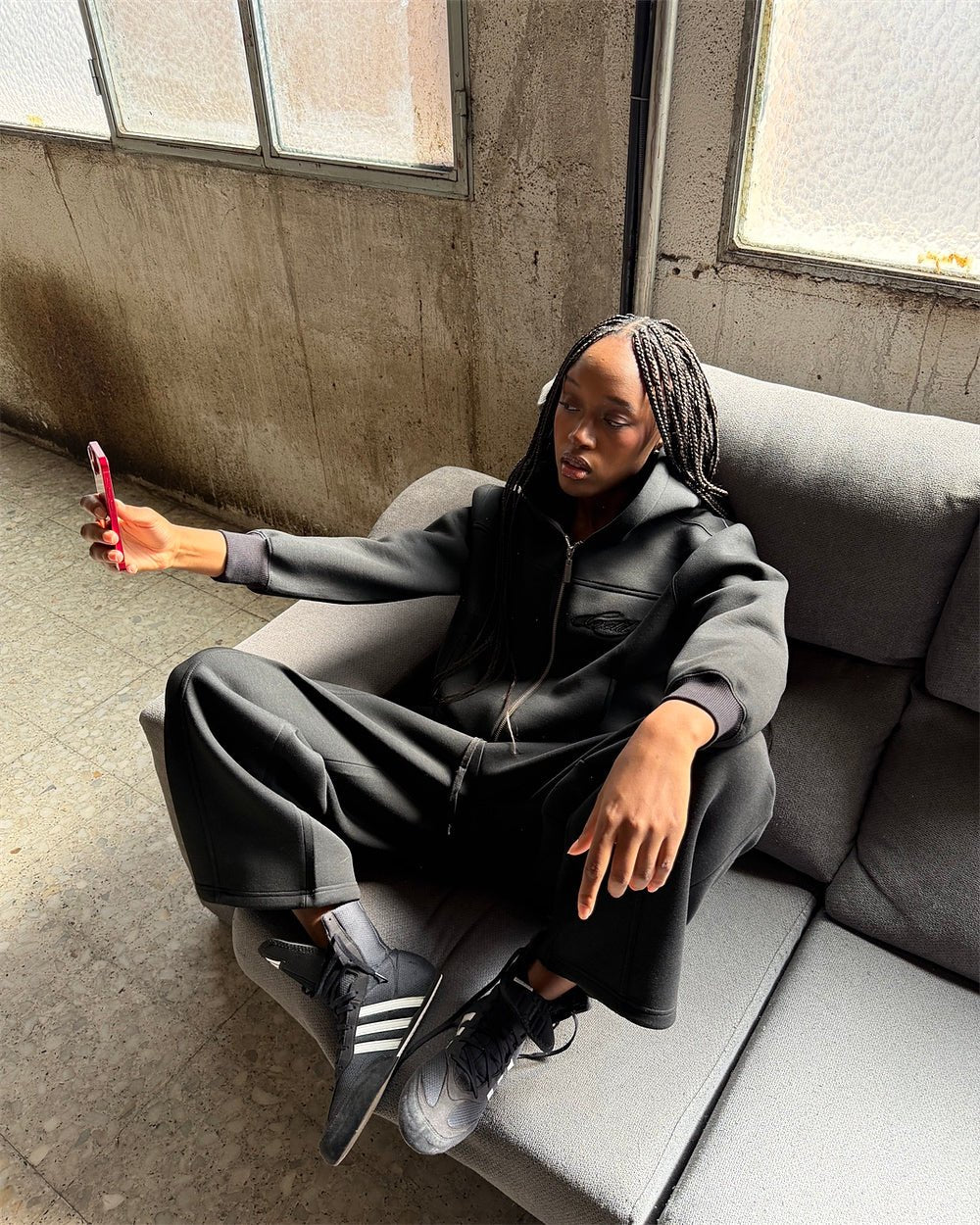 CURVE ZIP HOODIE BLACK - Cold Culture