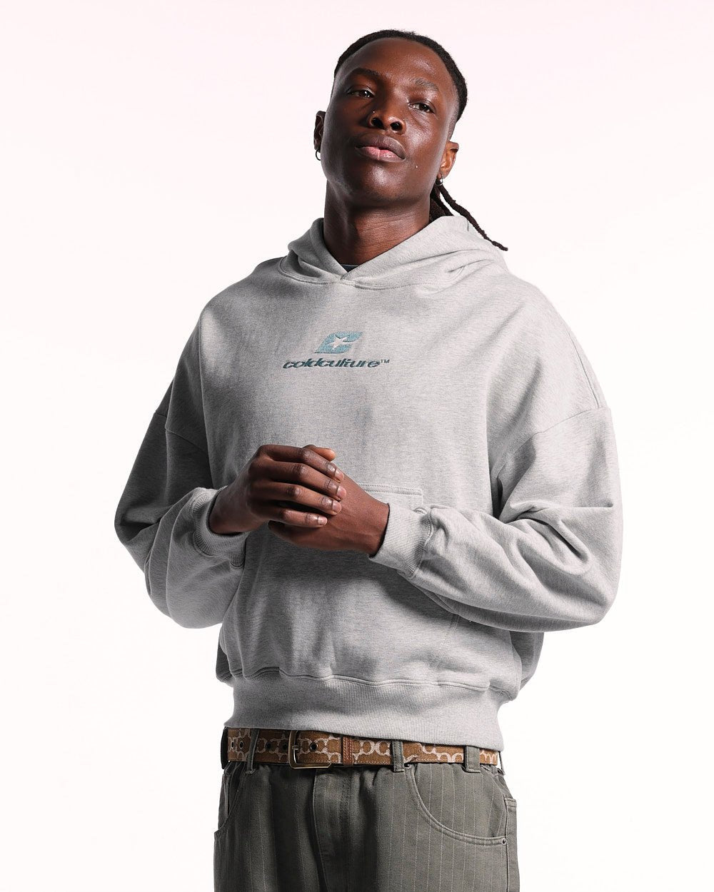 CURVED HOODIE ASH GREY - Cold Culture
