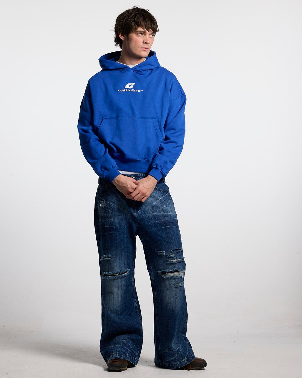 CURVED HOODIE BLUE - Cold Culture #man
