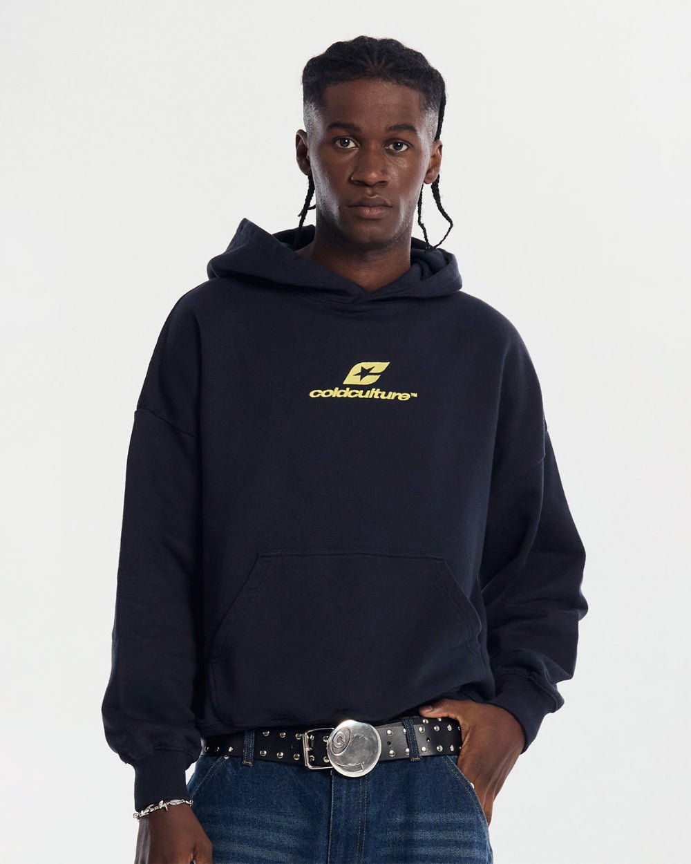 CURVED HOODIE MIDNIGHT BLUE - COLD CULTURE