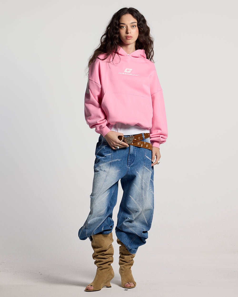 CURVED HOODIE PINK - Cold Culture