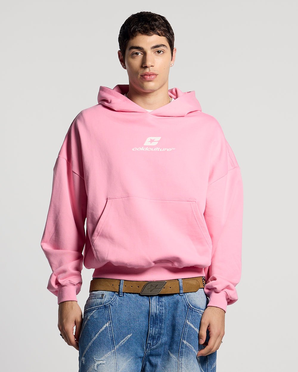 CURVED HOODIE PINK - Cold Culture