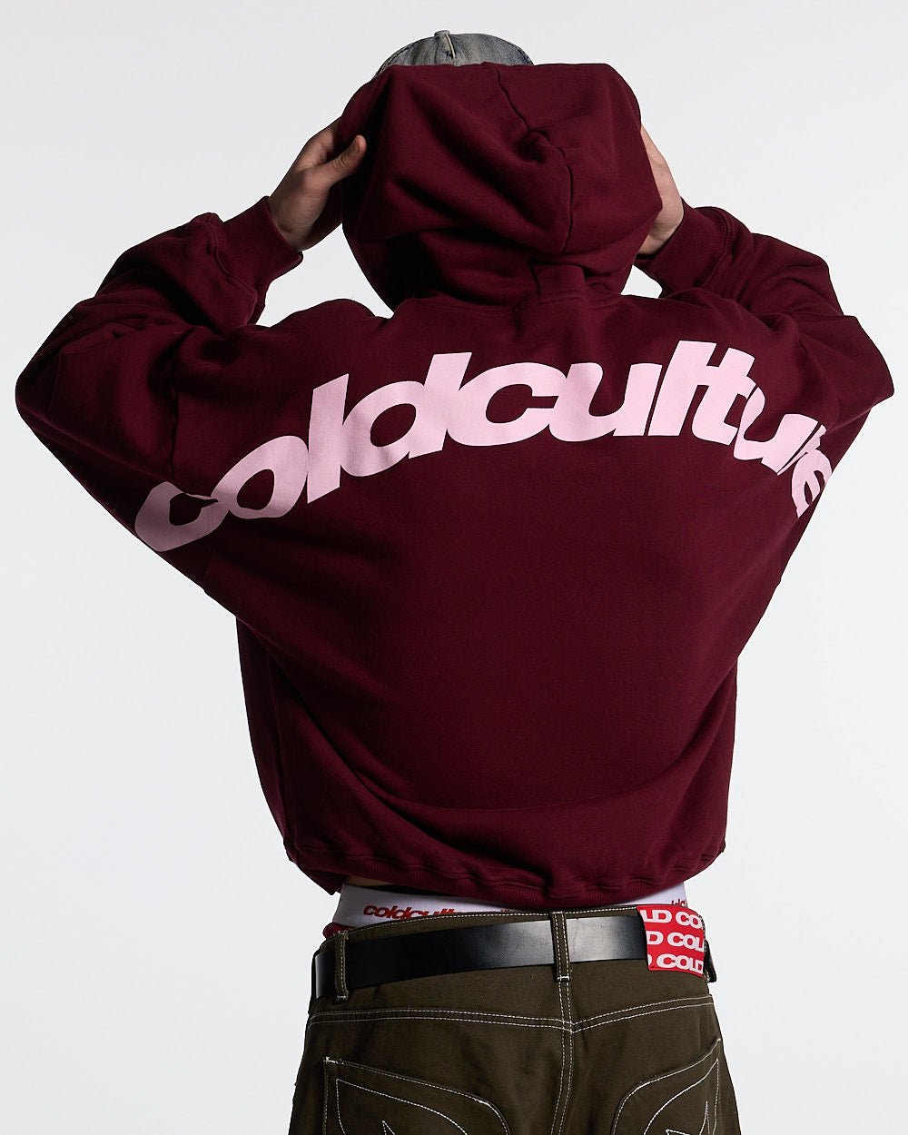 CURVED HOODIE WINE RED - COLD CULTURE