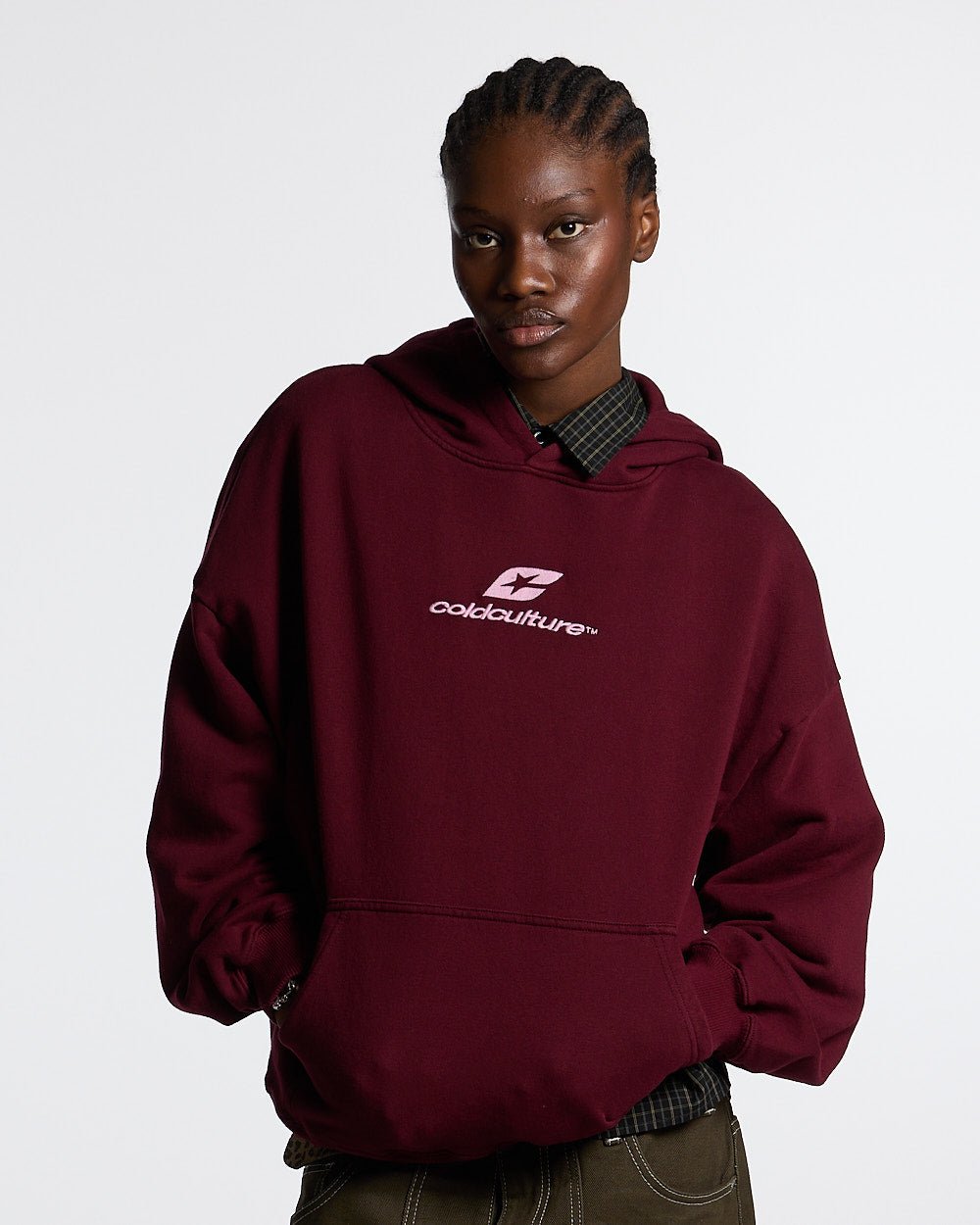 CURVED HOODIE WINE RED - COLD CULTURE