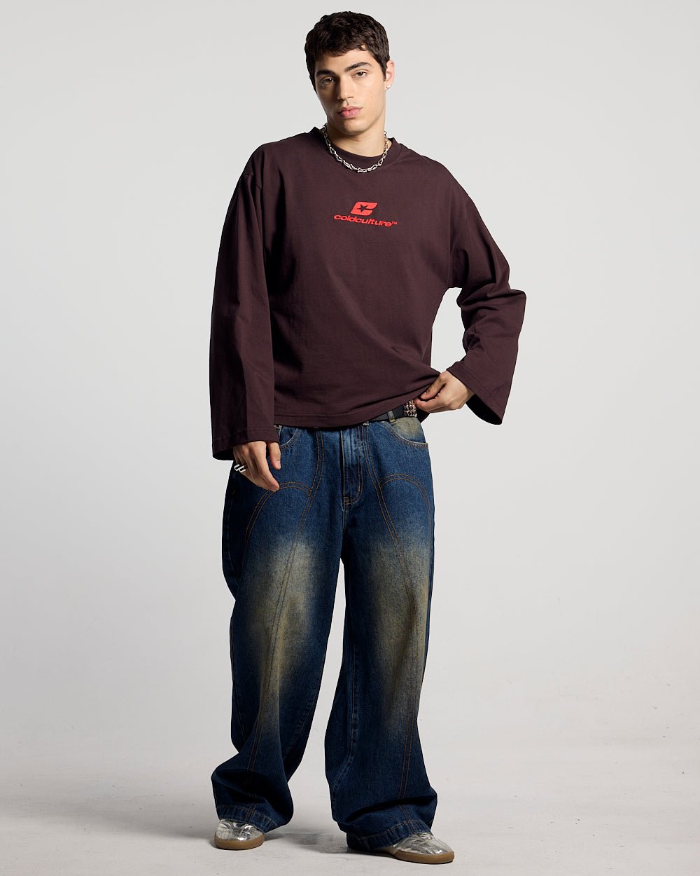 CURVED LONGSLEEVE BROWN - Cold Culture