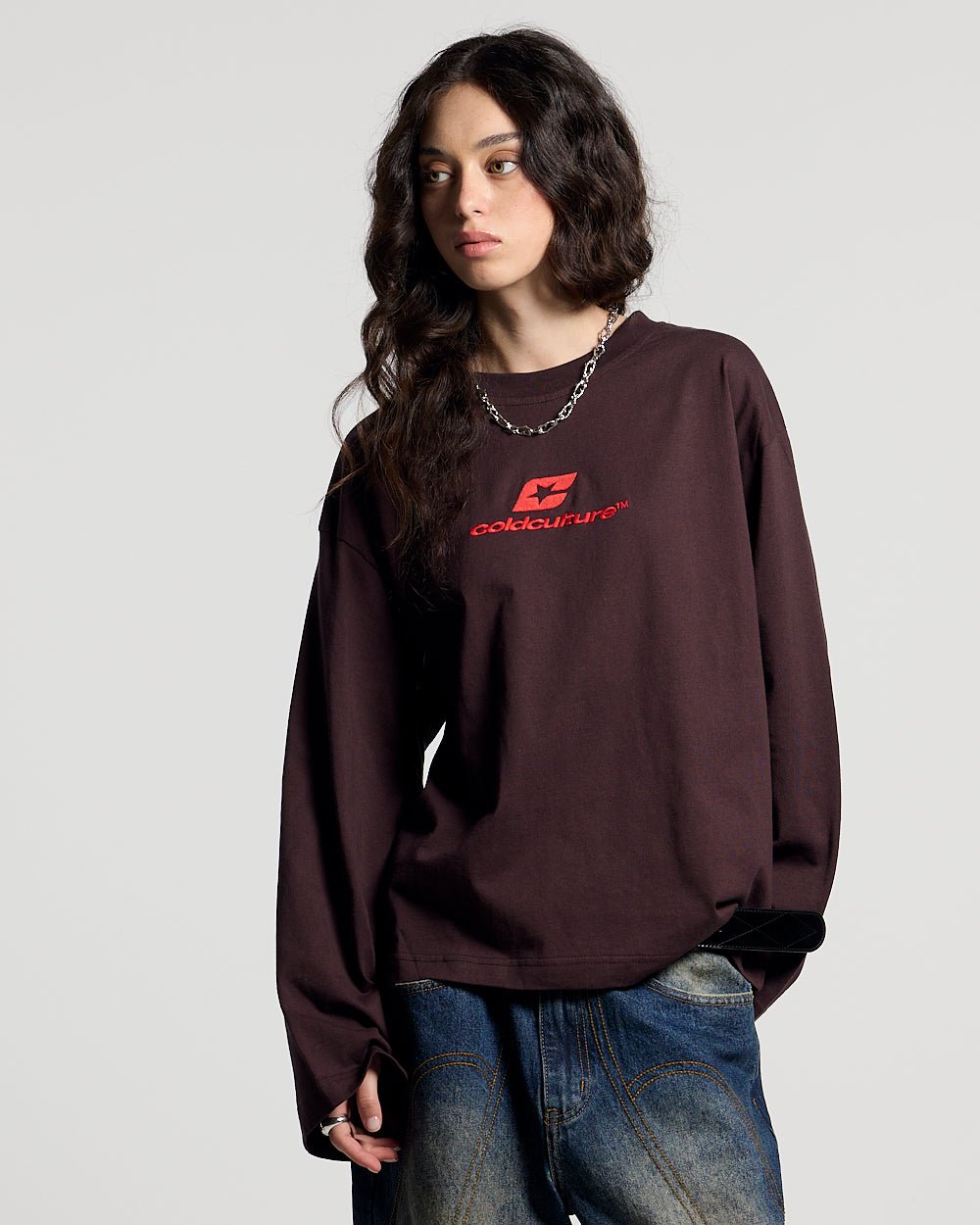 CURVED LONGSLEEVE BROWN - Cold Culture