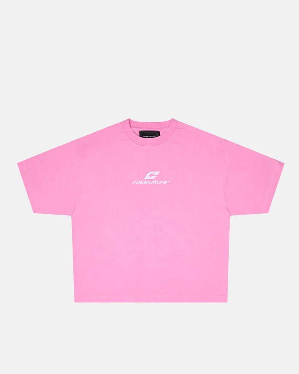 CURVED TEE FUCHSIA PINK - pink oversized tee, front view - Cold Culture #packshot