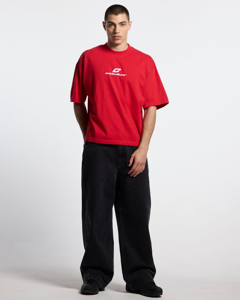 CURVED TEE RACING RED - Cold Culture