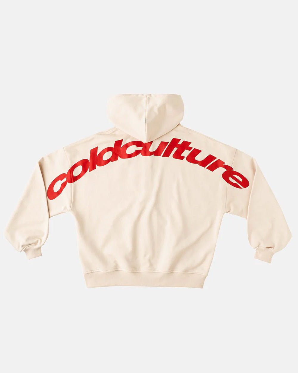 CURVED ZIP HOODIE CREAM - Cold Culture