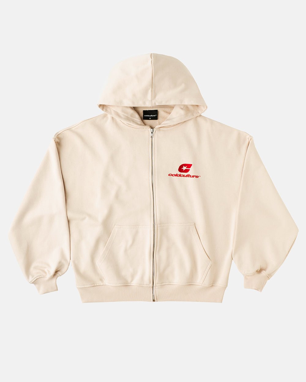 CURVED ZIP HOODIE CREAM - COLD CULTURE