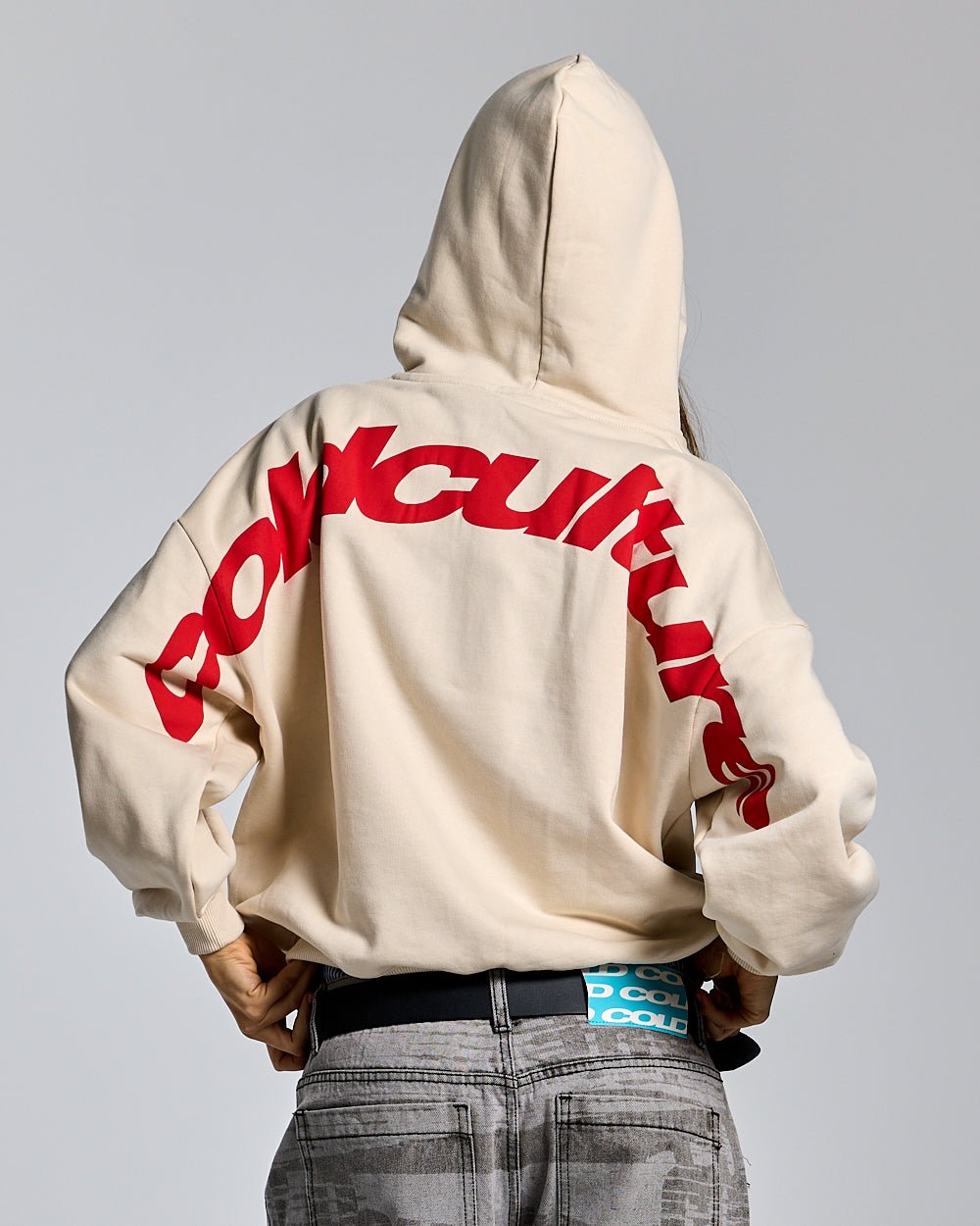 CURVED ZIP HOODIE CREAM - COLD CULTURE