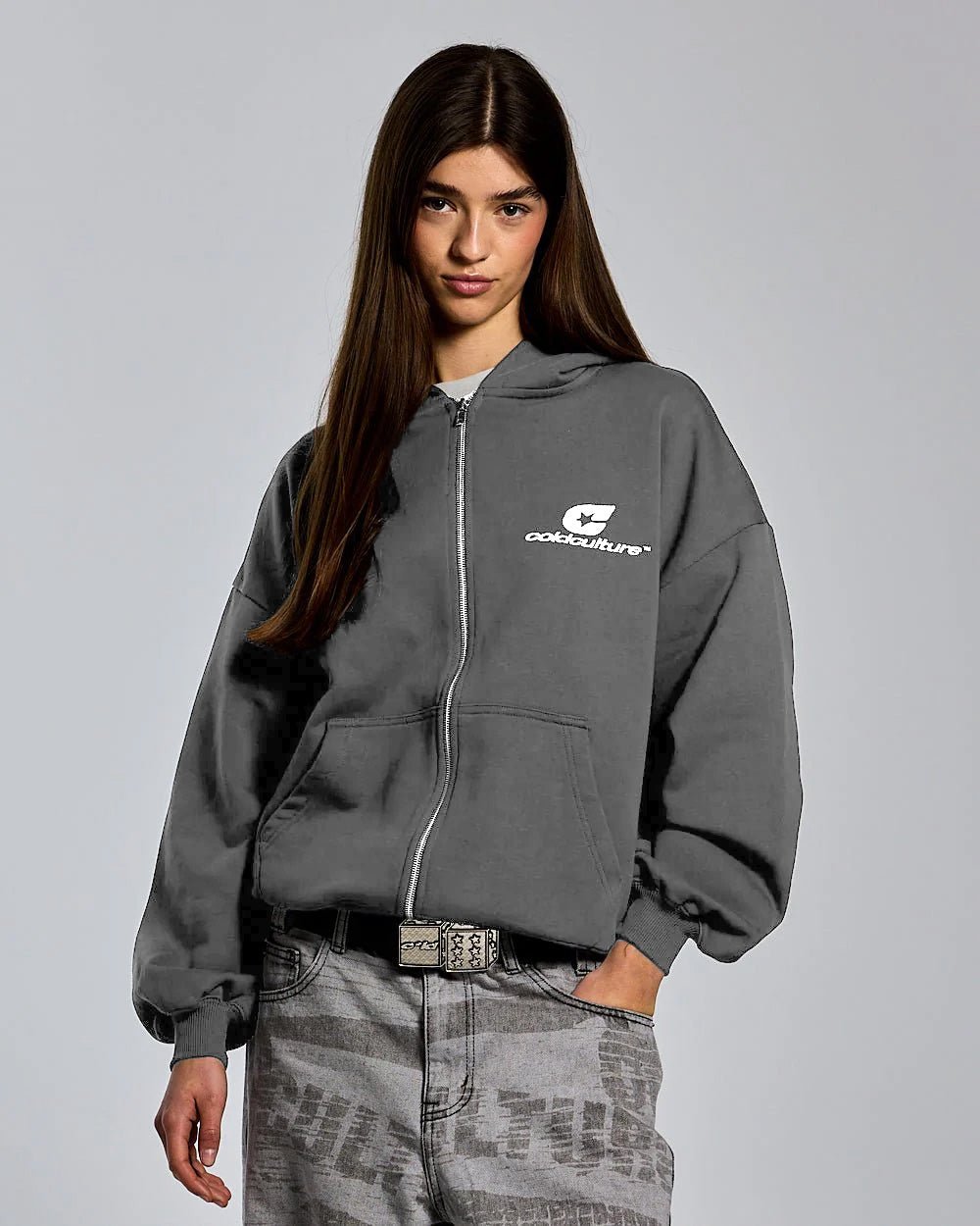 CURVED ZIP HOODIE INDIA INK - COLD CULTURE