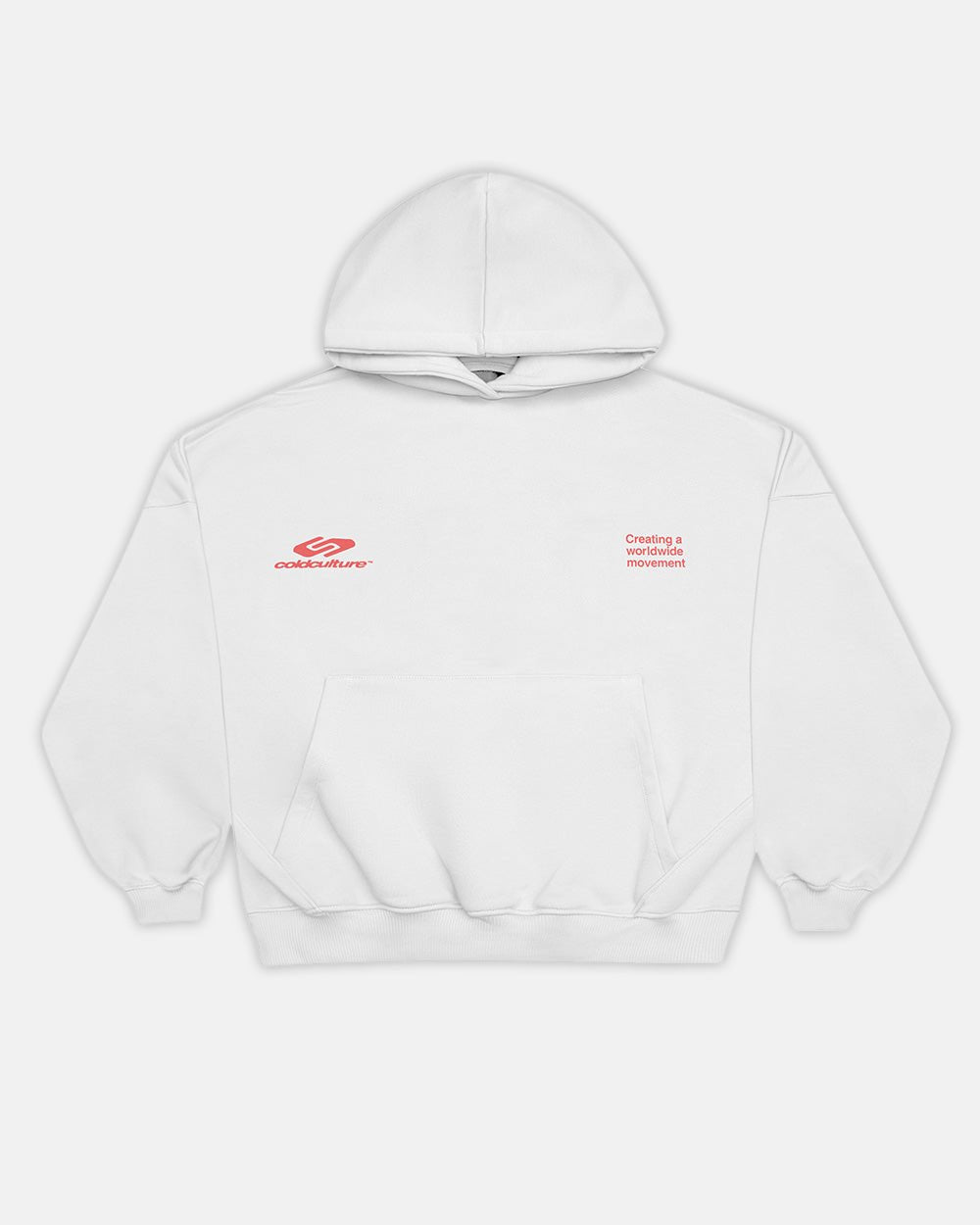 DEFENSE HOODIE LIGHT GREY & RED - COLD CULTURE
