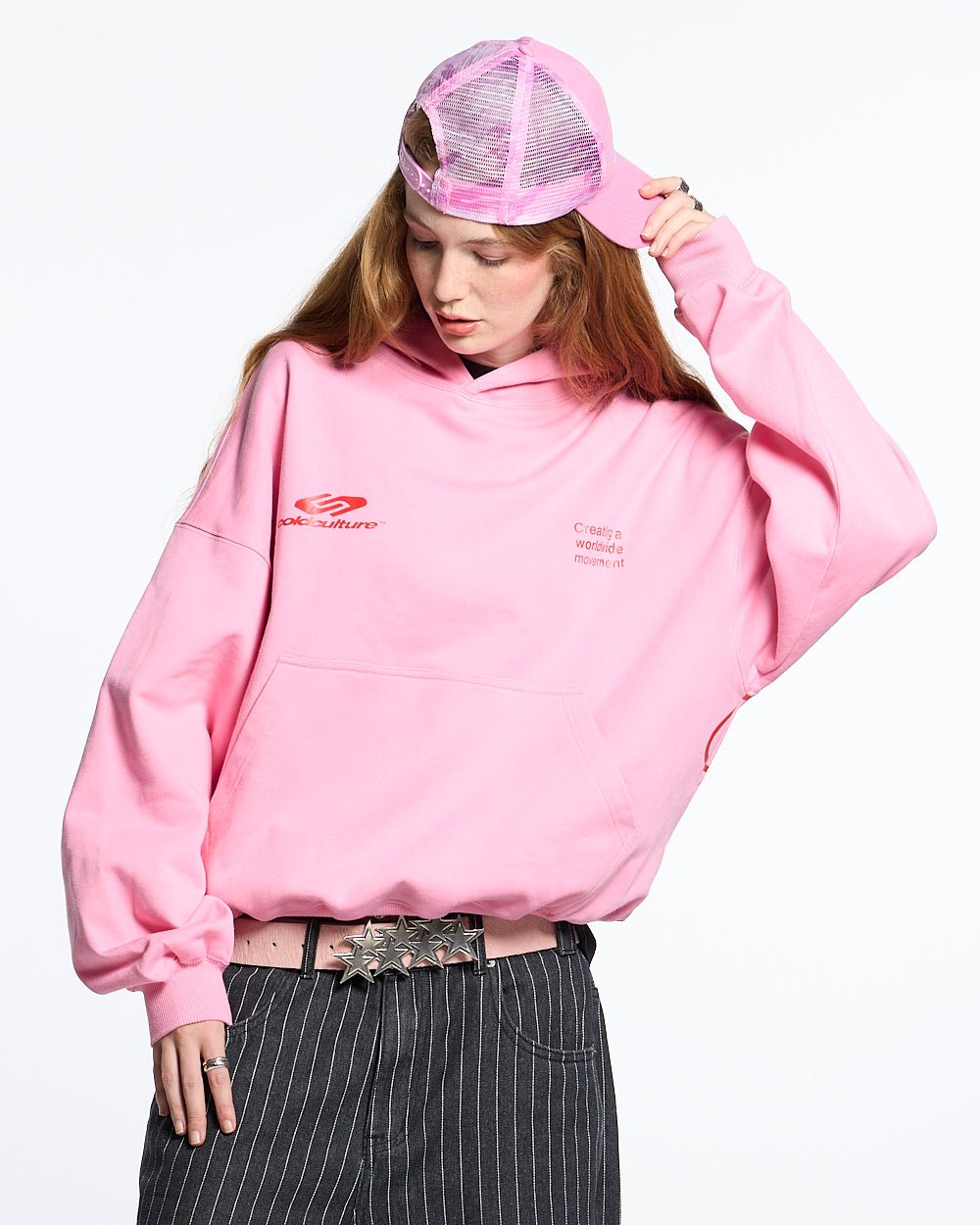 DEFENSE HOODIE PINK AND RED - COLD CULTURE