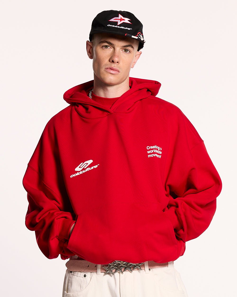 DEFENSE HOODIE RED - COLD CULTURE