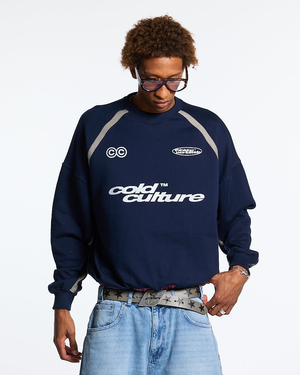 DETAILED CREWNECK INDIGO BLUE - COLD CULTURE