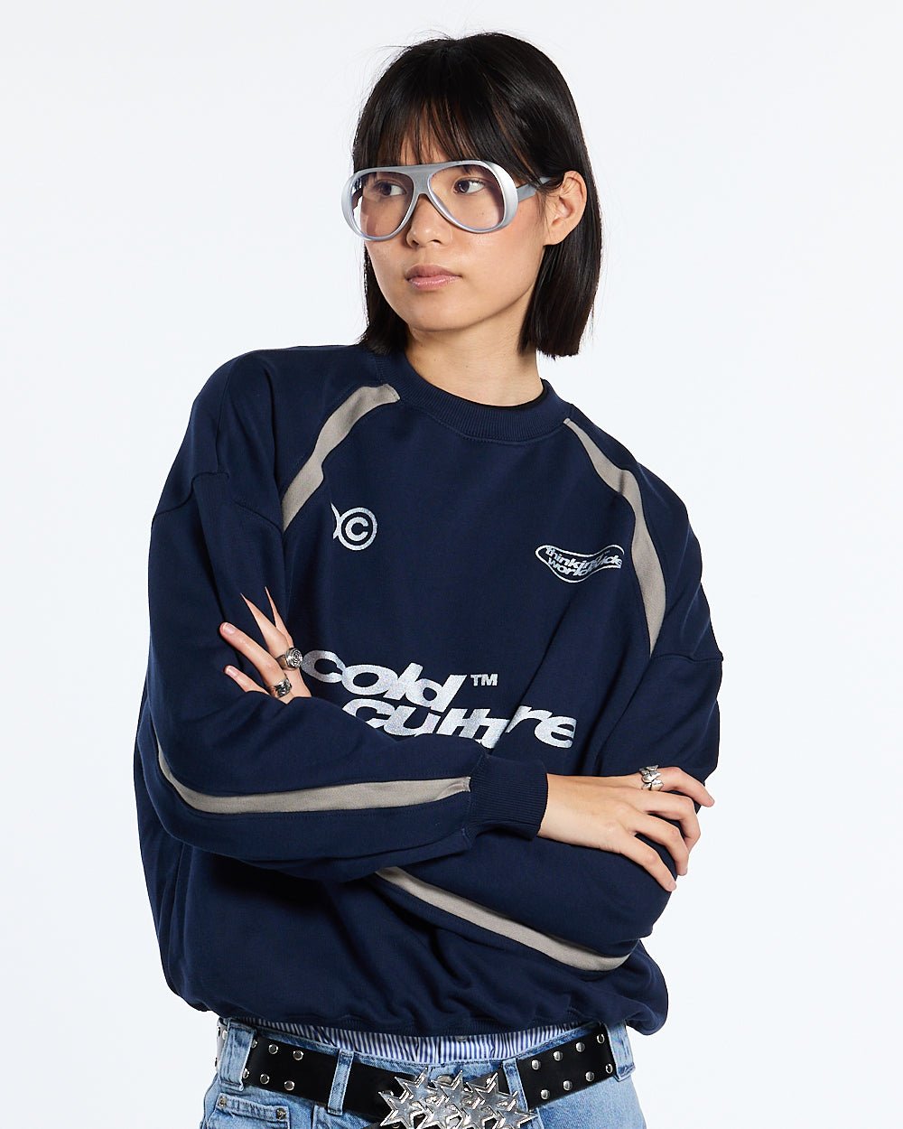 DETAILED CREWNECK INDIGO BLUE - COLD CULTURE