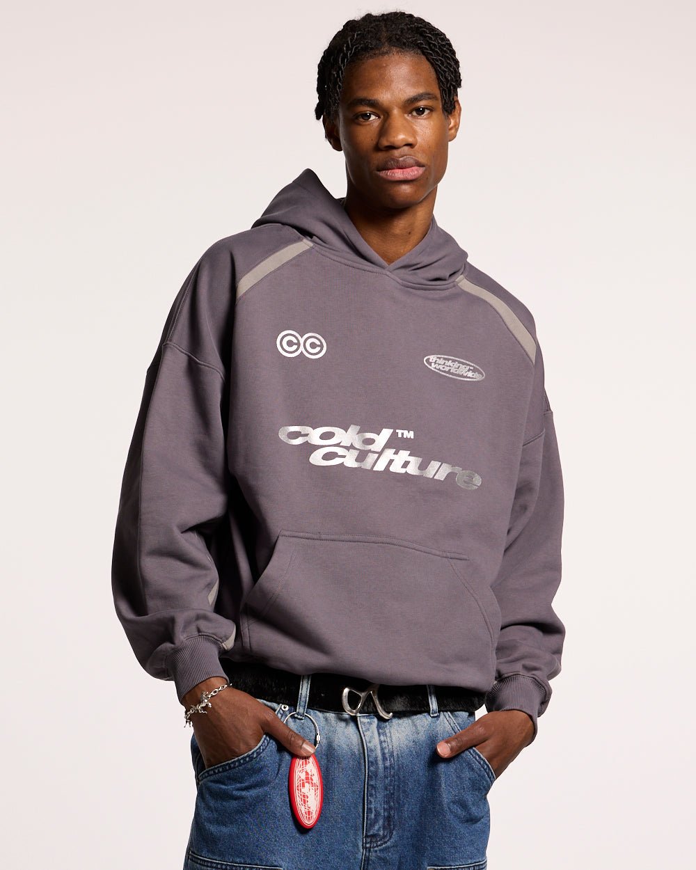 DETAILED HOODIE HEAVY GREY - COLD CULTURE