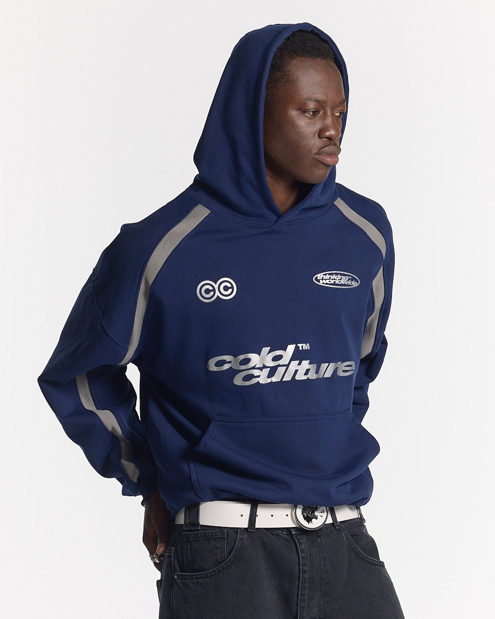 DETAILED HOODIE INDIGO BLUE - COLD CULTURE