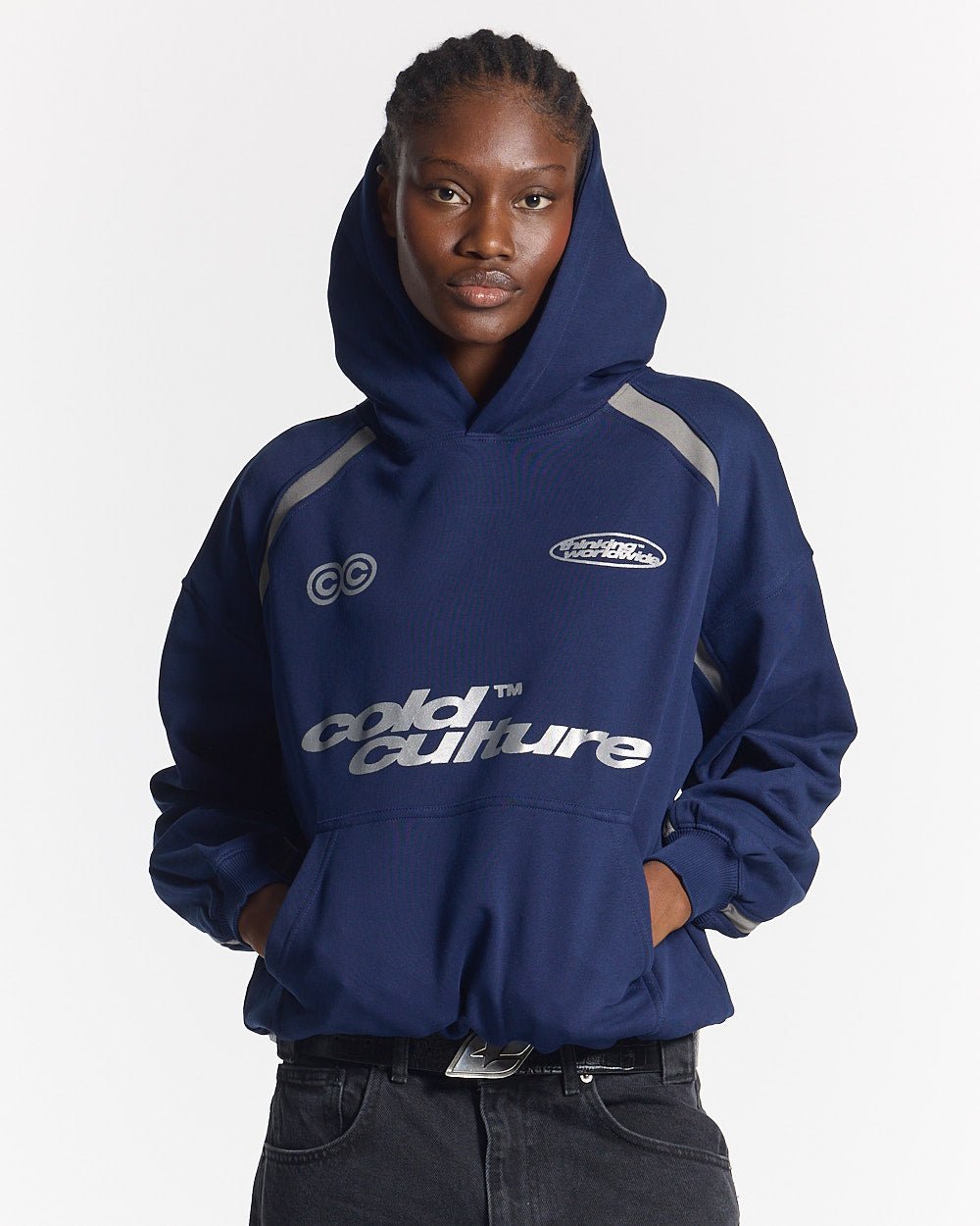 DETAILED HOODIE INDIGO BLUE - COLD CULTURE