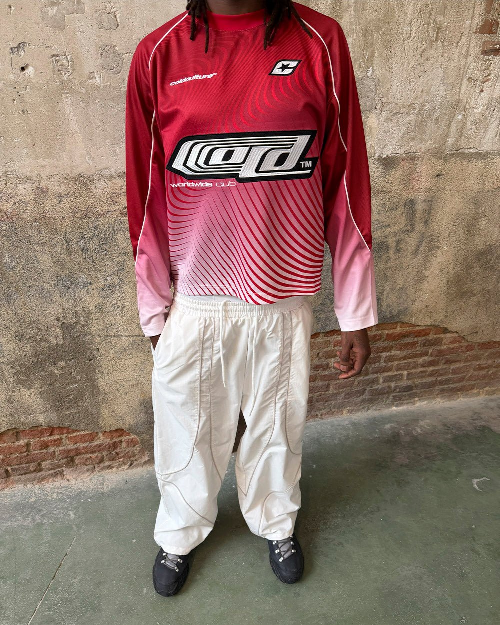 DIFFUSION LONGSLEEVE RED & WHITE - Cold Culture